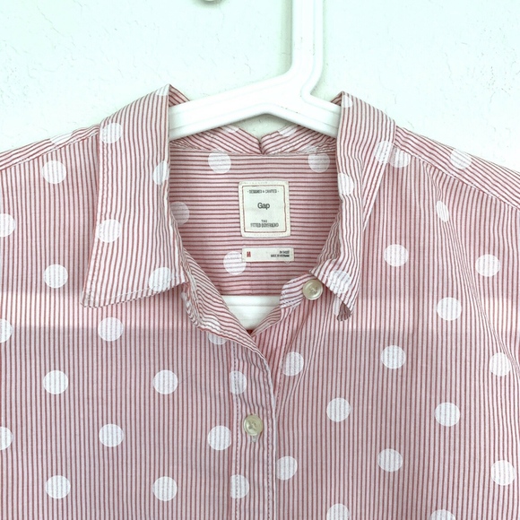 Gap Polka Dot Stripe Boyfriend Button Down Shirt - Picture 3 of 8